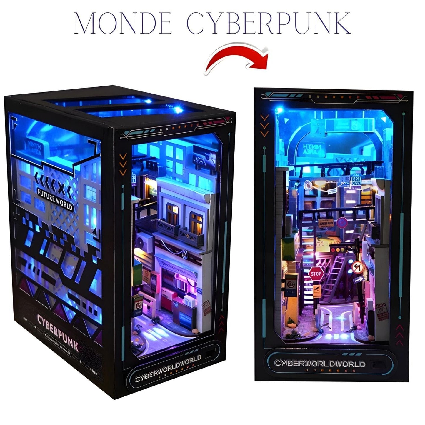 Book Nook cyberpunk Pièces d'Exceptions Book Nook | Le monde cyberpunk