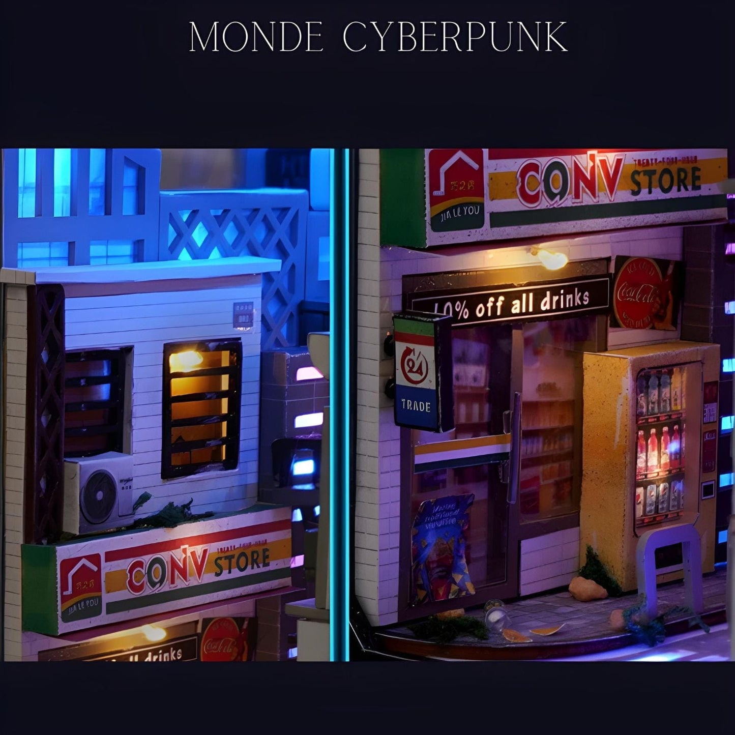 Book Nook cyberpunk Pièces d'Exceptions Book Nook | Le monde cyberpunk