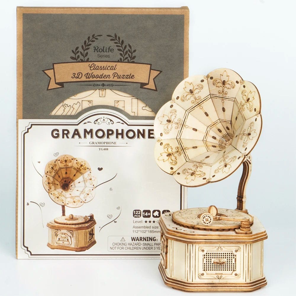 Gramophone | Puzzle bois Pièces d'Exceptions Décoration | Gramophone décoratif