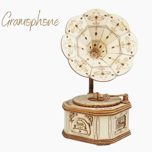 Gramophone | Puzzle bois Pièces d'Exceptions Décoration | Gramophone décoratif