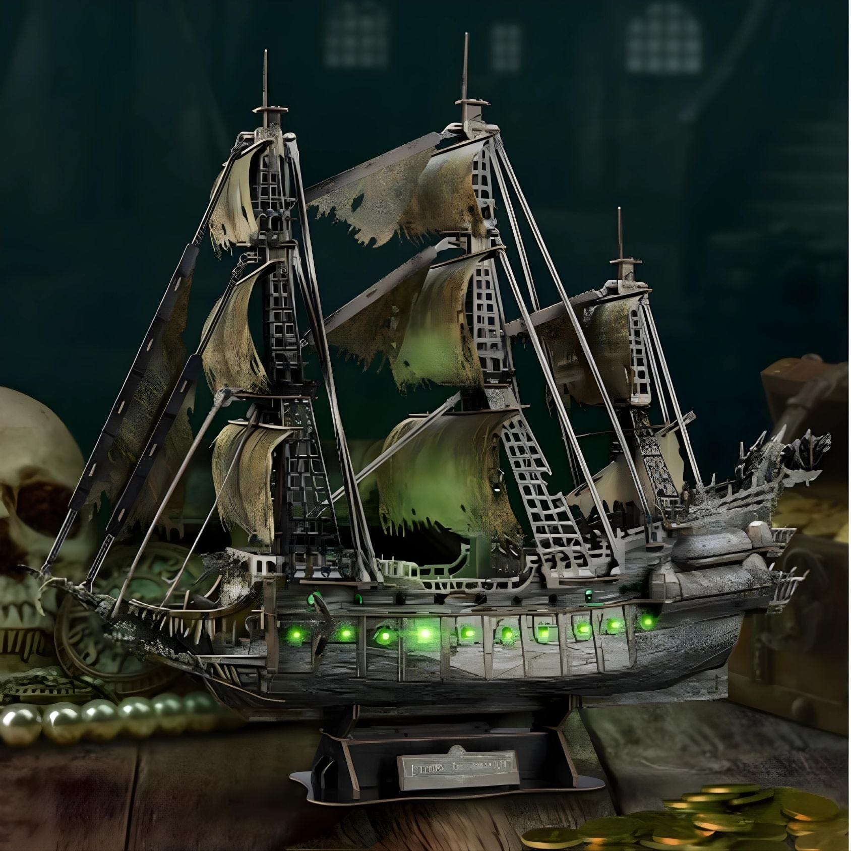 Maquette bateau pirate Puzzle 3d Bateau | Black Knight Lumineux