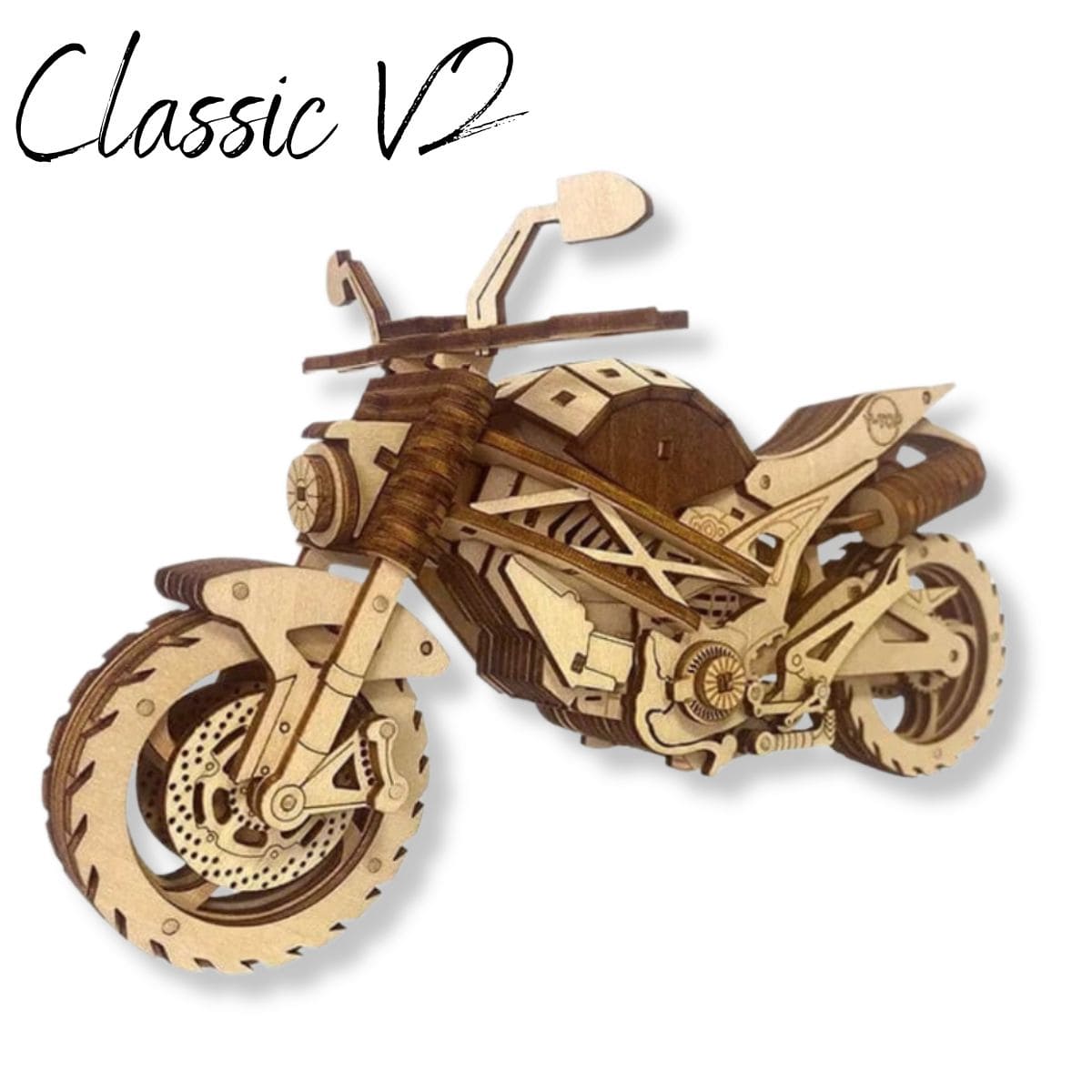 Maquette moto en bois Puzzle 3d Moto | Classic V2