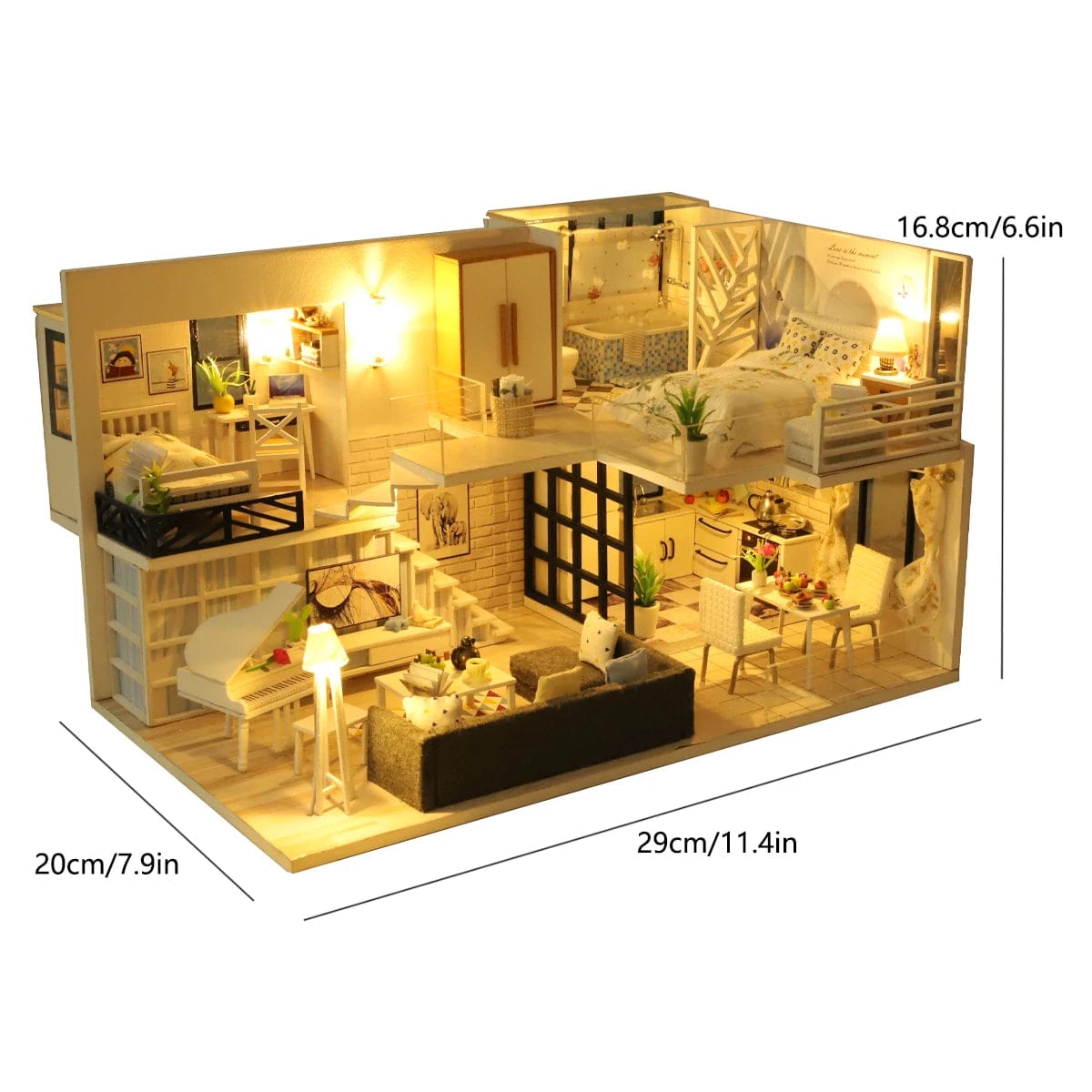 Pièces d'Exceptions Baby House Kit Mini DIY Handmade Duplex Apartment Production 3D Puzzle Assembly Building Model Girl Toys, Home Bedroom Decoratio