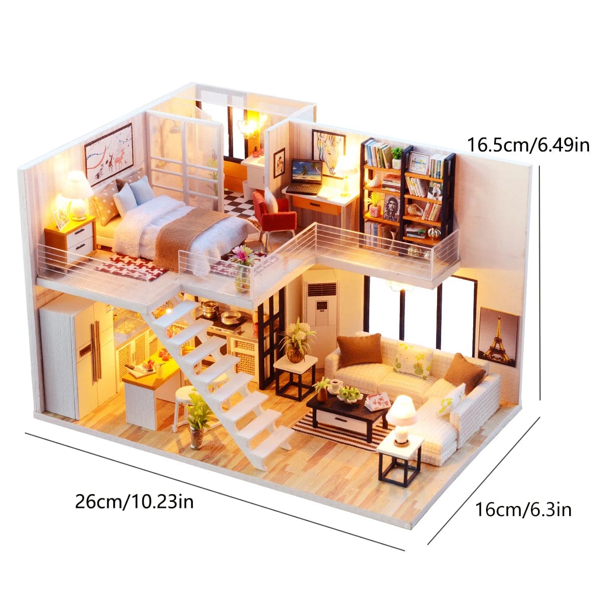 Pièces d'Exceptions Baby House Mini Miniature Doll  DIY Small  Kit Making Room Toys, Home Bedroom Decorations with Furniture, Wooden Craft