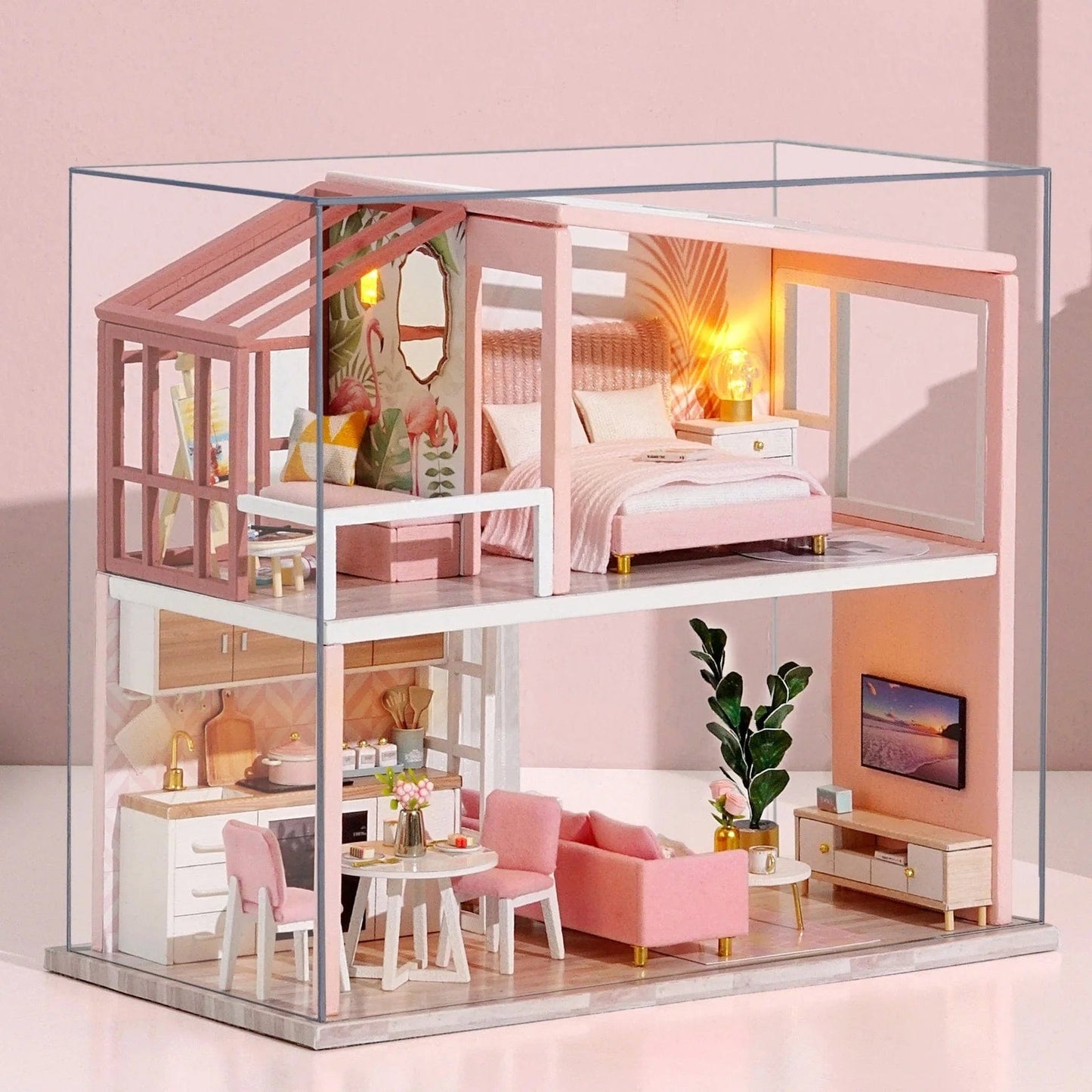 Pièces d'Exceptions Baby House Mini Miniature Doll DIY Small  Kit Making Room Toys, Home Bedroom Decorations with Furniture, Wooden Craft
