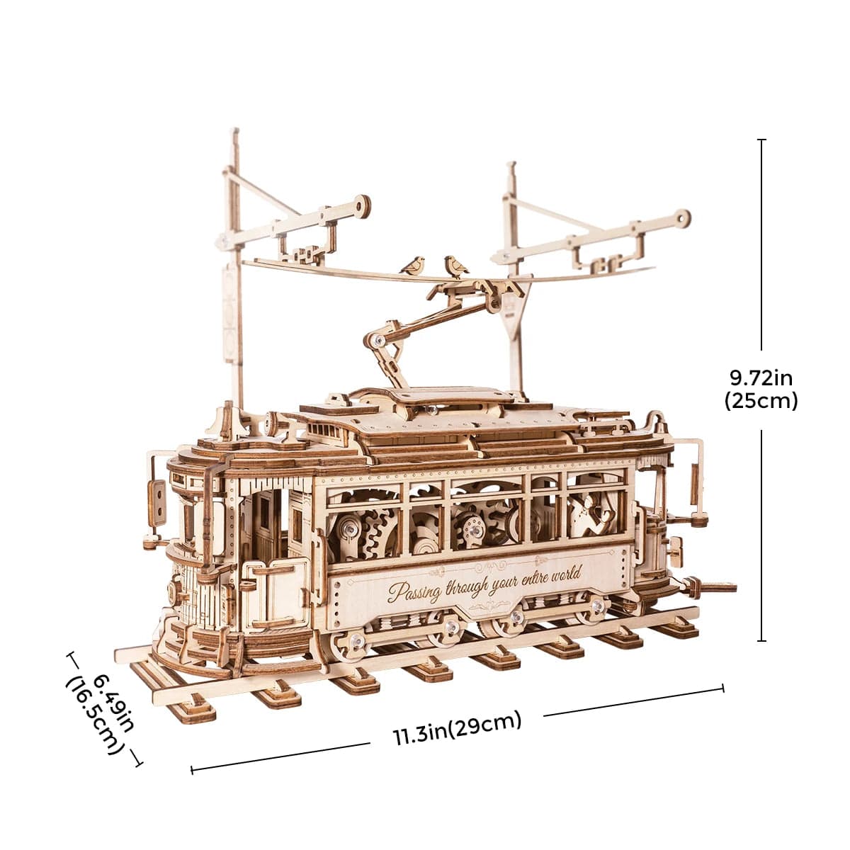 Pièces d'Exceptions Robotime Rokr Classic City Tram Car Moveable Wooden Toys Building Block Sets 3D Wooden Puzzle for Adults Teen Xmas Gifts Present