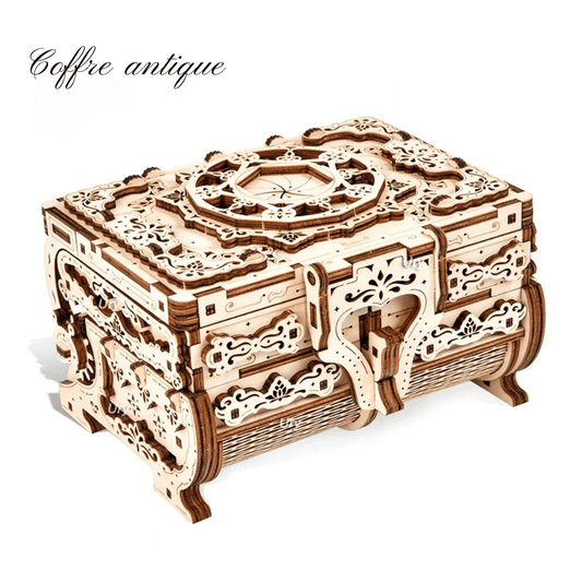 Puzzle 3D Bois coffre fort | Coffre Antique Puzzle 3d Coffre aux Trésor | Coffre Antique