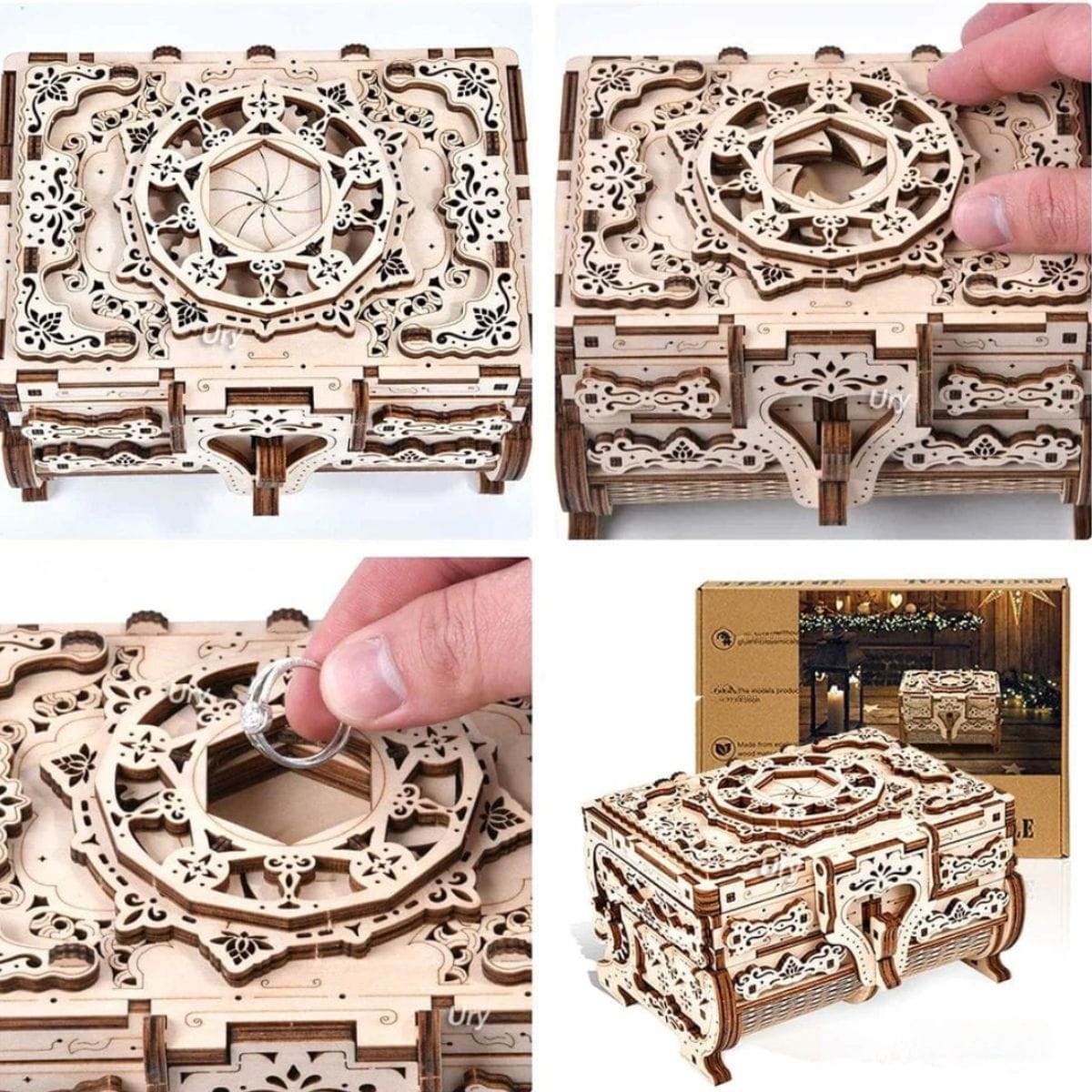 Puzzle 3D Bois coffre fort | Coffre Antique Puzzle 3d Coffre aux Trésor | Coffre Antique
