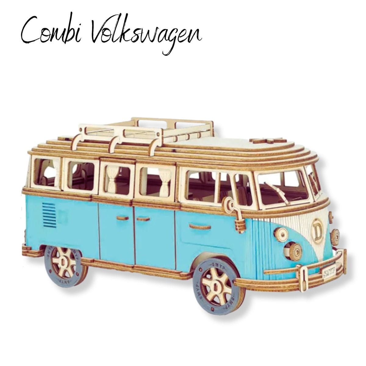 Puzzle 3D combi t1 Volkswagen - hippie style Puzzle 3d Voiture | Combi Volkswagen Bleu