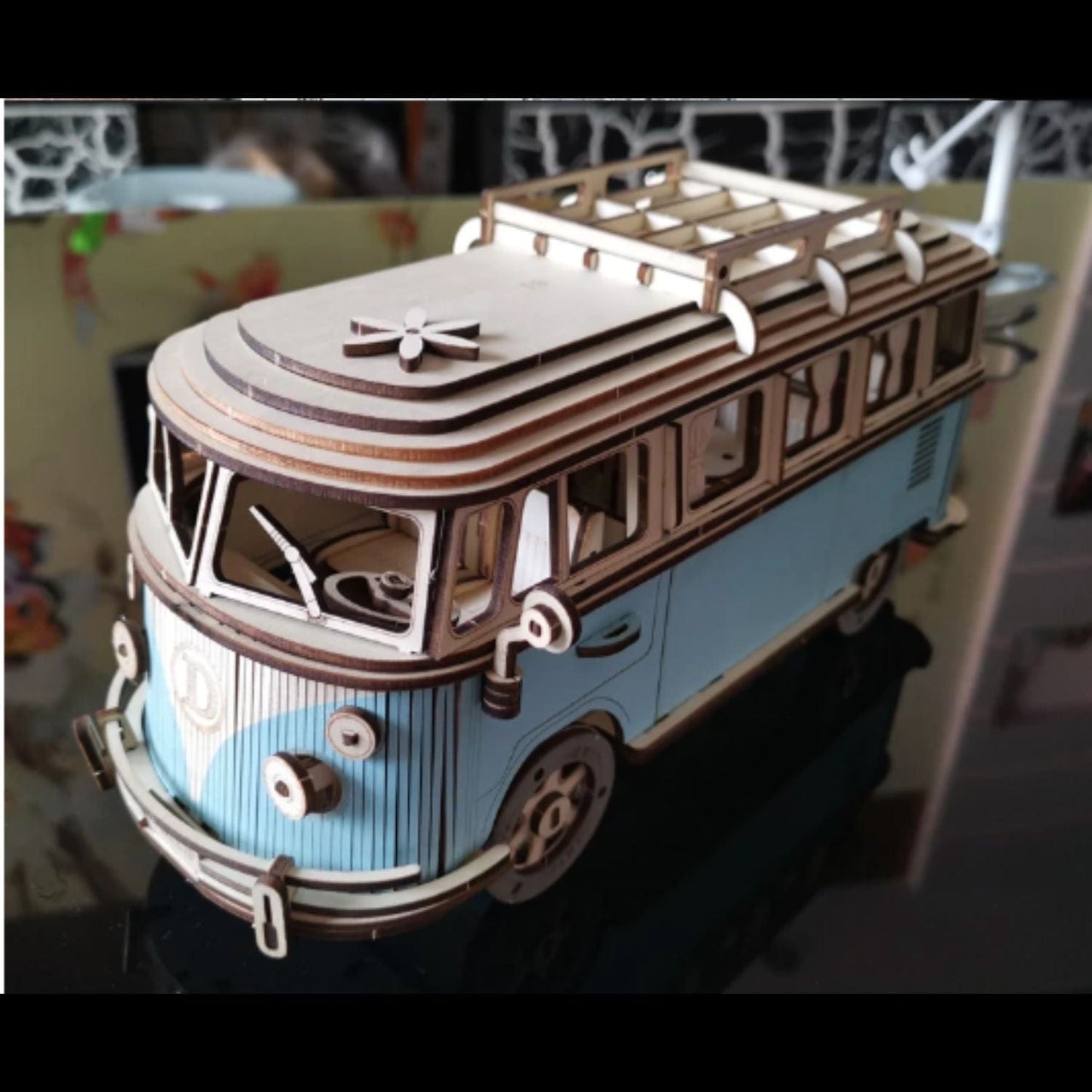 Puzzle 3D combi t1 Volkswagen - hippie style Puzzle 3d Voiture | Combi Volkswagen Bleu