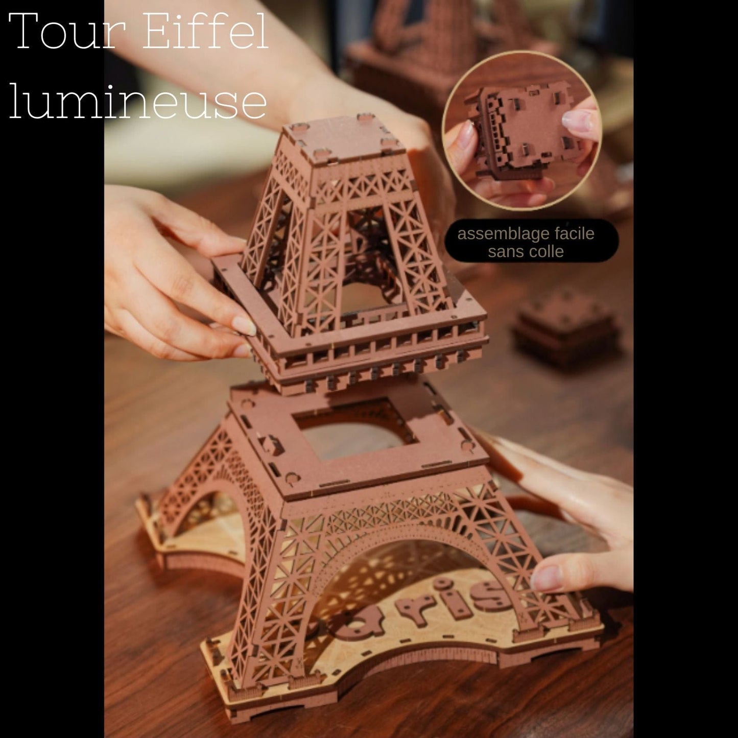 Puzzle 3D Tour Eiffel lumineuse Pièces d'Exceptions Monument | Tour Eiffel lumineuse