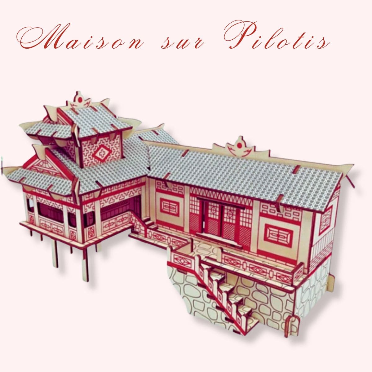 Puzzle 60 Pièces | La Maison sur Pilotis Puzzle 3d Culture Asiatique | La Maison sur Pilotis